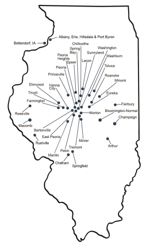 Map of Morton Community Bank's branch locations